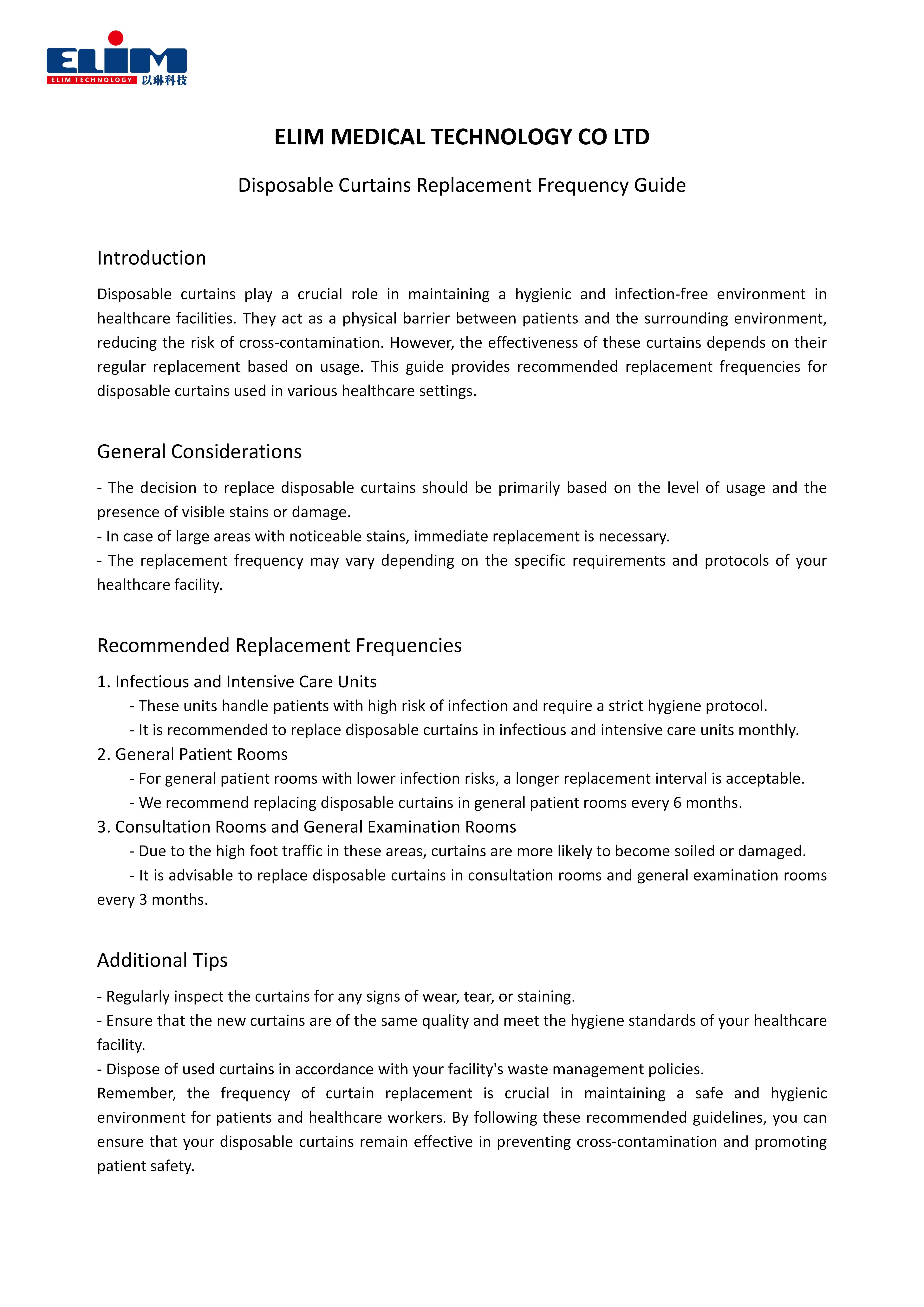 Disposable Curtains Replacement Frequency Guide